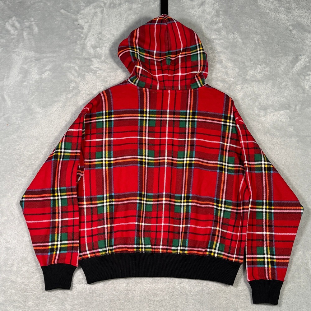 Polo Ralph Lauren Hoodie Womens S Red Plaid Tartan Fleece Pullover - Picture 9 of 10